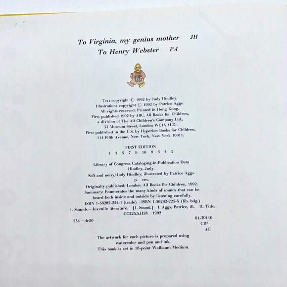 Soft and Noisy Judy Hindley First Edition 1992 Vintage Children’s Picture Book - Picture 3 of 6